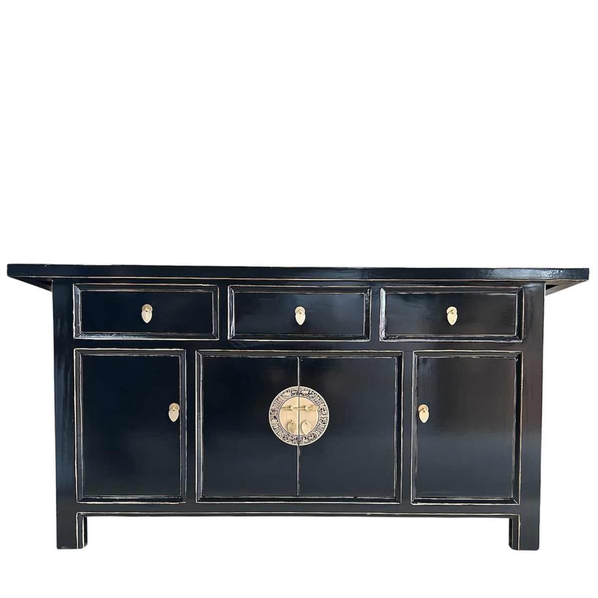 Vintage Asia Chinesisches Sideboard Kommode Schrank Schwarz - Art. 34373-Black
