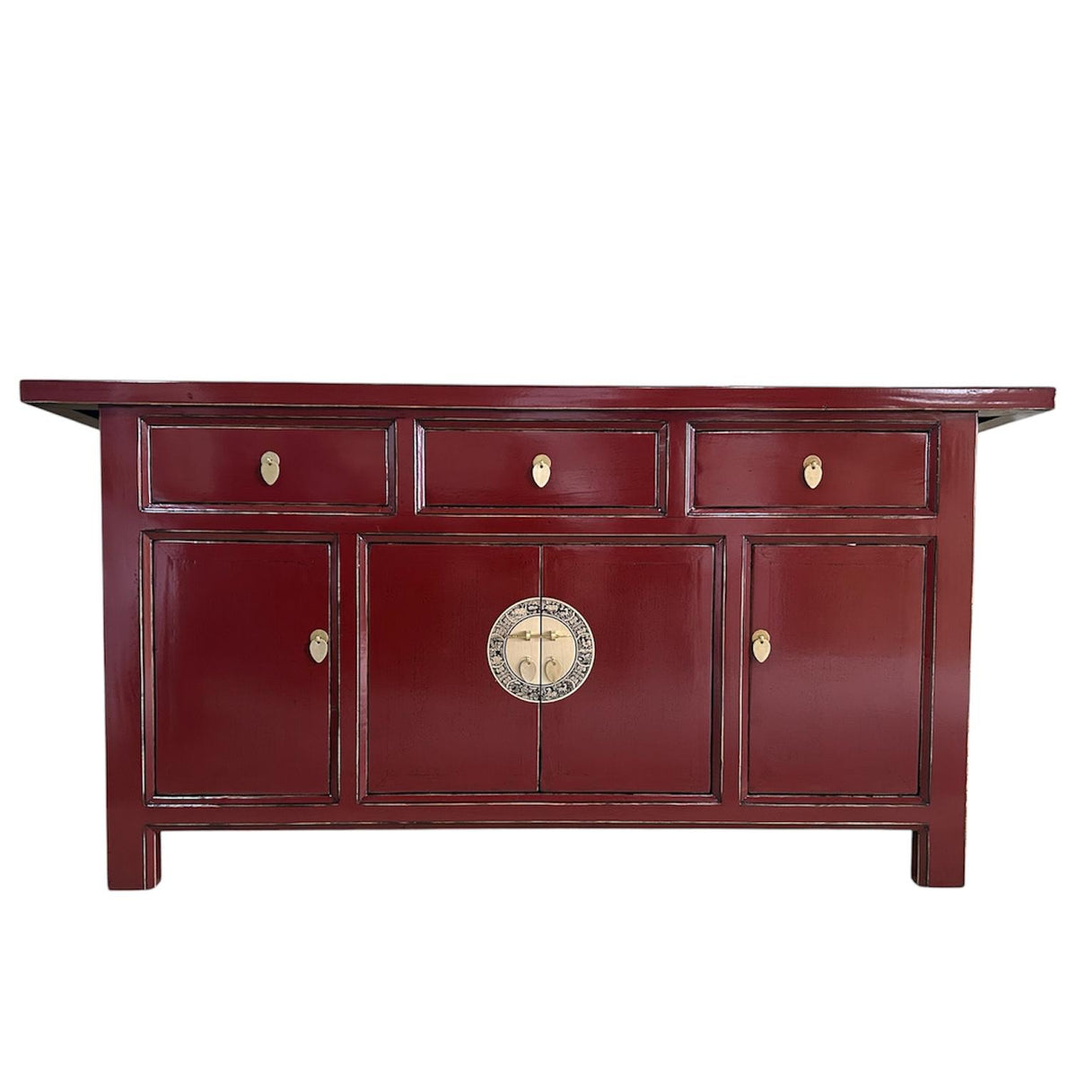 Vintage Asia Chinesisches Sideboard Kommode Schrank Scharlachrot - Art. 34373-Scarlet