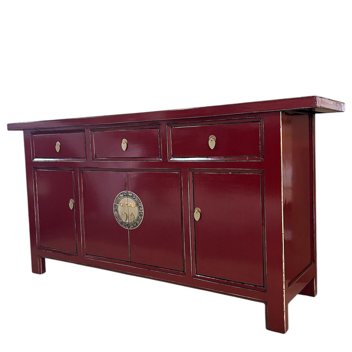 Vintage Asia Chinesisches Sideboard Kommode Schrank Scharlachrot - Art. 34373-Scarlet