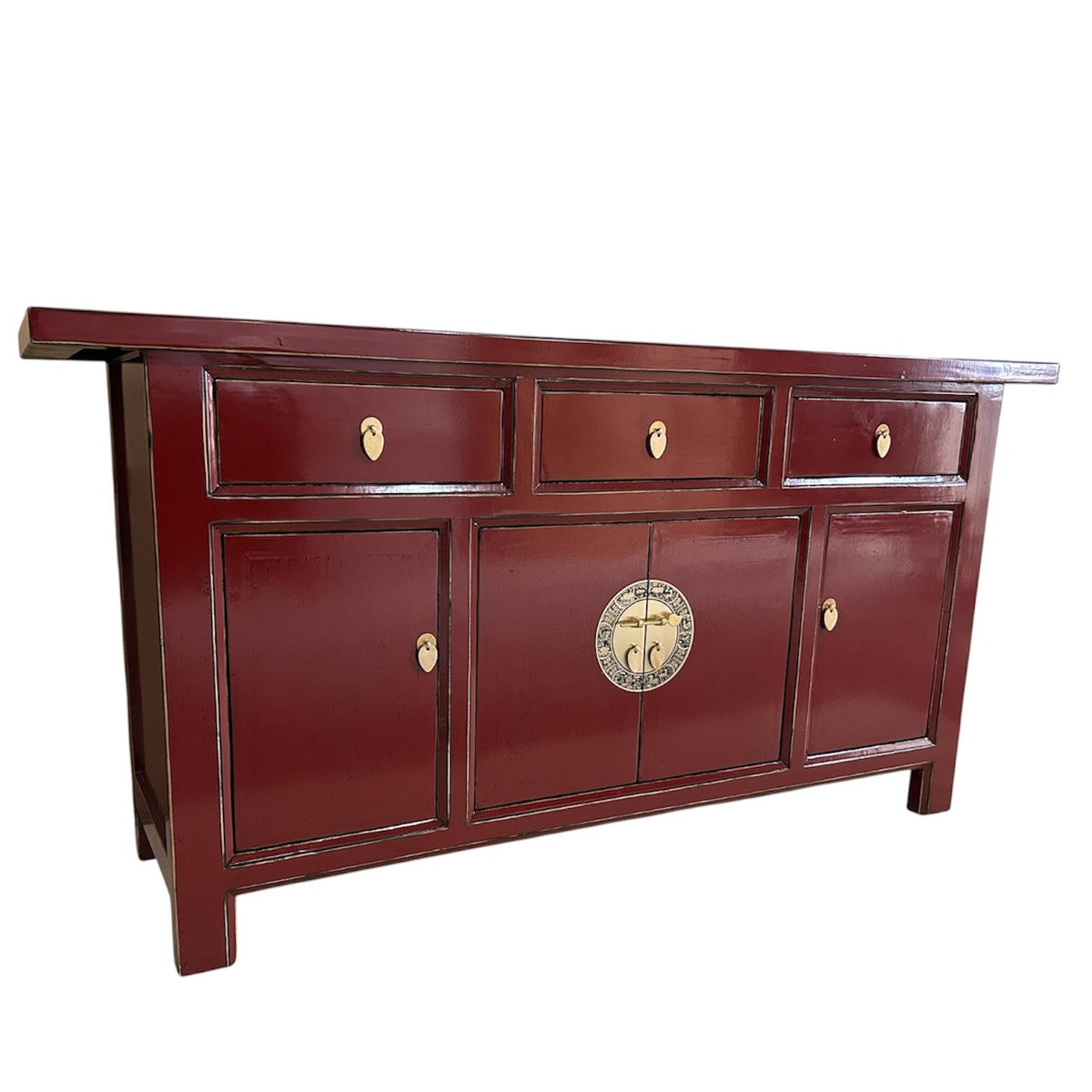 Vintage Asia Chinesisches Sideboard Kommode Schrank Scharlachrot - Art. 34373-Scarlet