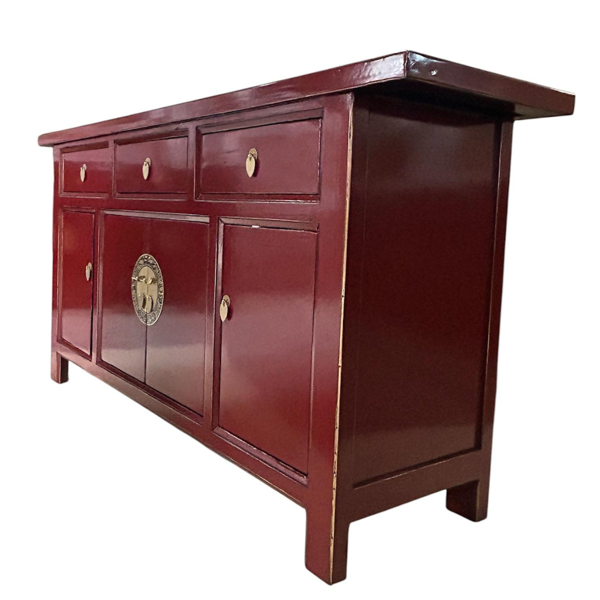 Vintage Asia Chinesisches Sideboard Kommode Schrank Scharlachrot - Art. 34373-Scarlet