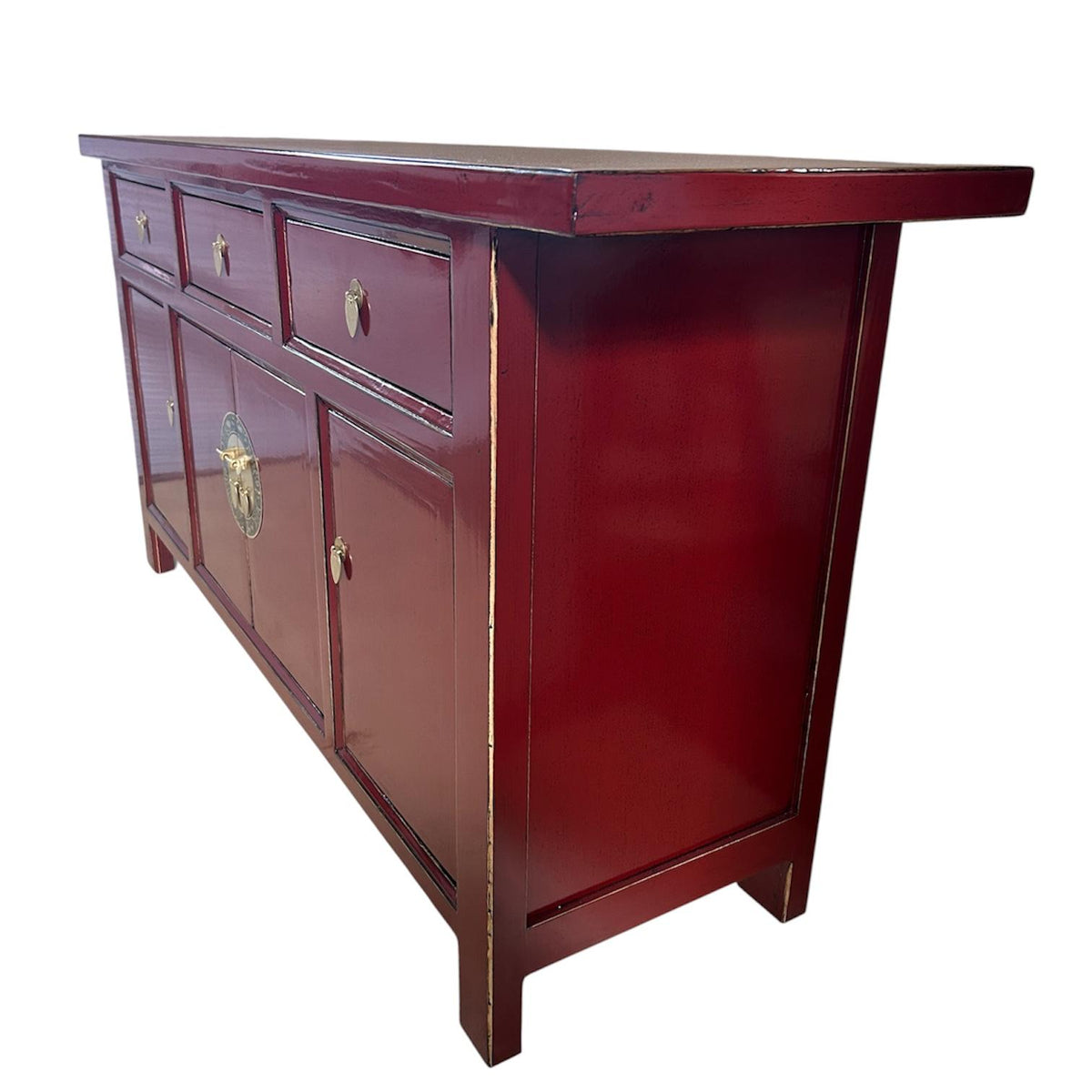 Vintage Asia Chinesisches Sideboard Kommode Schrank Scharlachrot - Art. 34373-Scarlet