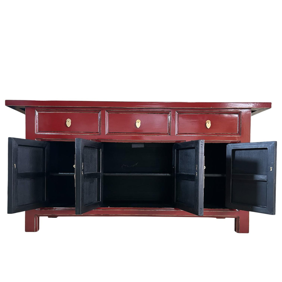 Vintage Asia Chinesisches Sideboard Kommode Schrank Scharlachrot - Art. 34373-Scarlet