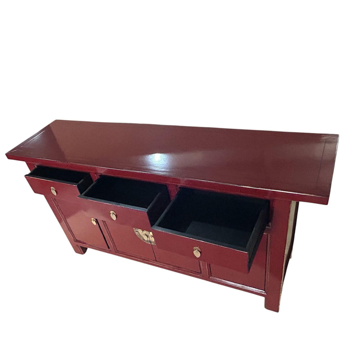 Vintage Asia Chinesisches Sideboard Kommode Schrank Scharlachrot - Art. 34373-Scarlet