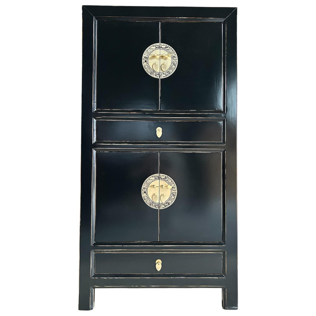 Vintage Asia Hochzeitsschrank Schrank Kommode Regal Grau - Art. 33724-Black