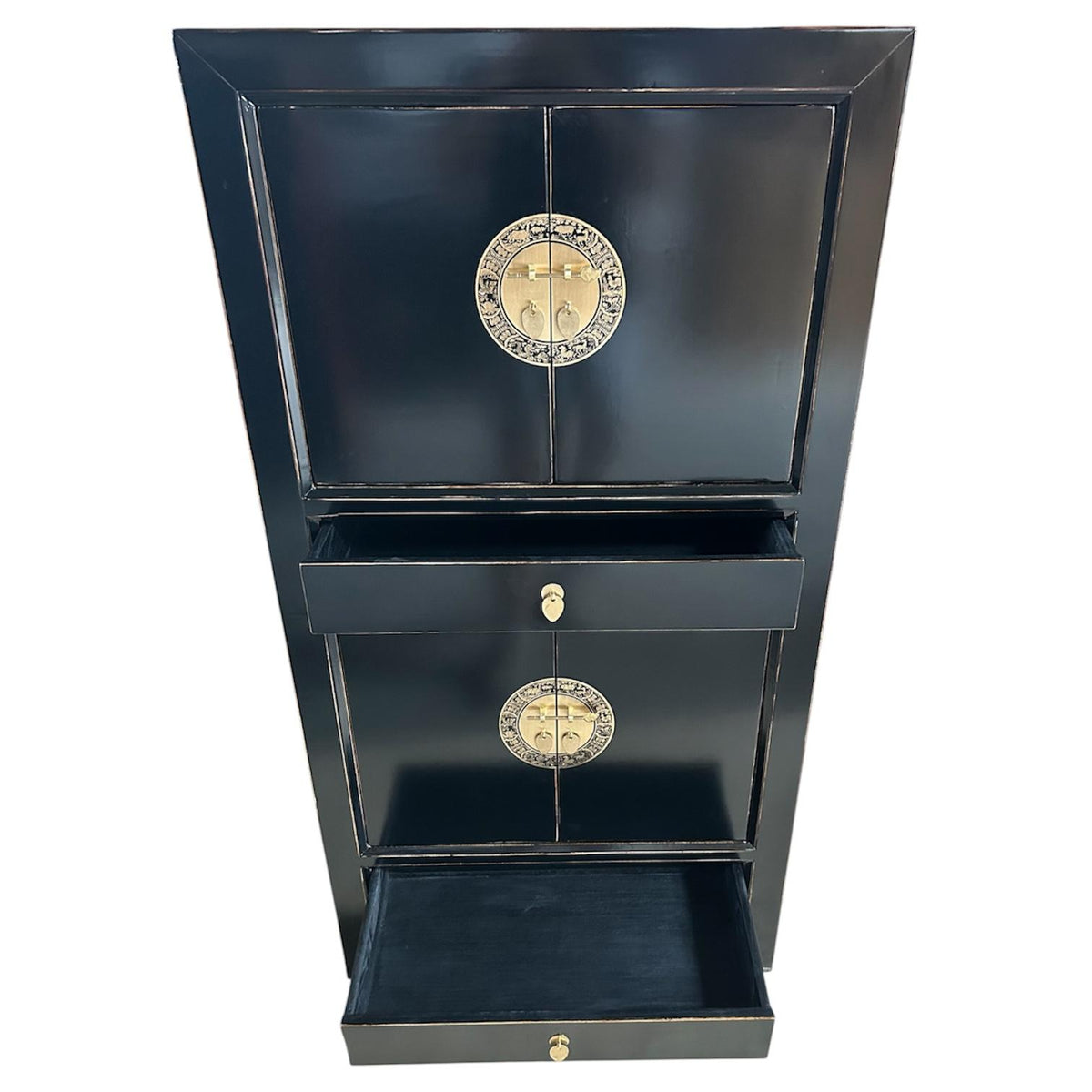 Vintage Asia Hochzeitsschrank Schrank Kommode Regal Grau - Art. 33724-Black