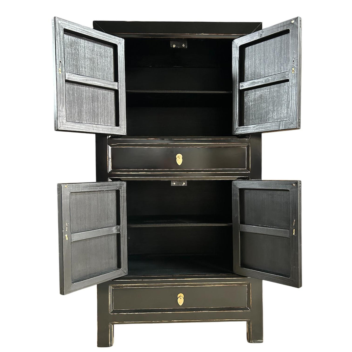 Vintage Asia Hochzeitsschrank Schrank Kommode Regal Grau - Art. 33724-Black