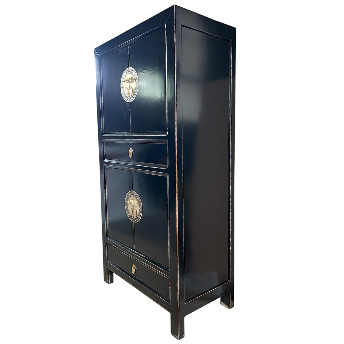 Vintage Asia Hochzeitsschrank Schrank Kommode Regal Grau - Art. 33724-Black