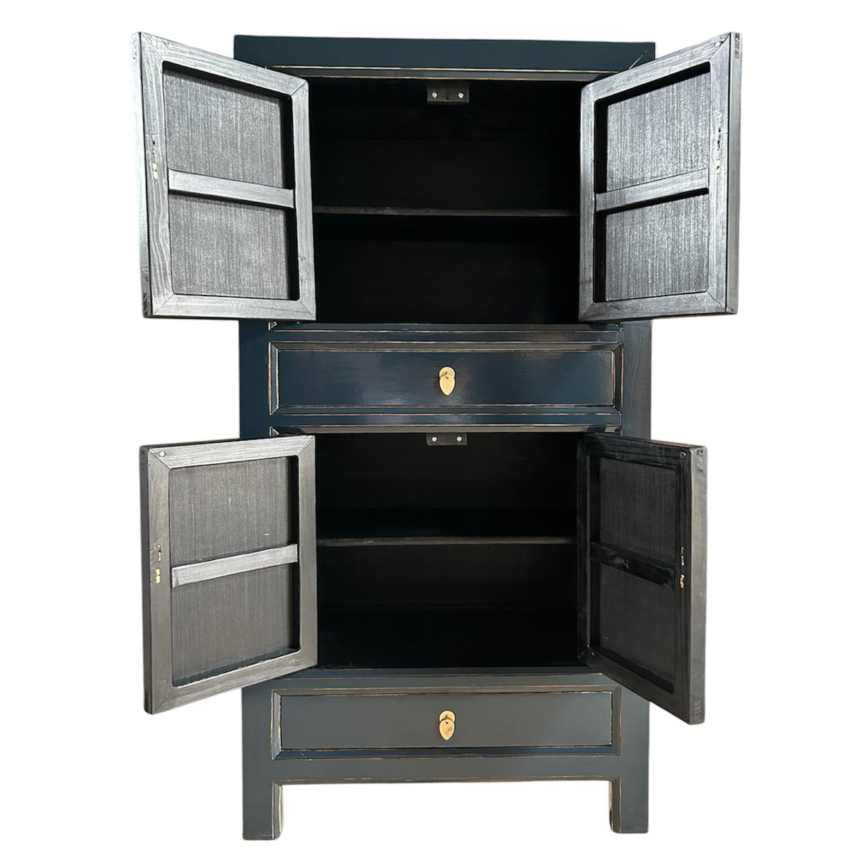 Vintage Asia Hochzeitsschrank Schrank Kommode Regal Grau - Art. 33724-Midnight