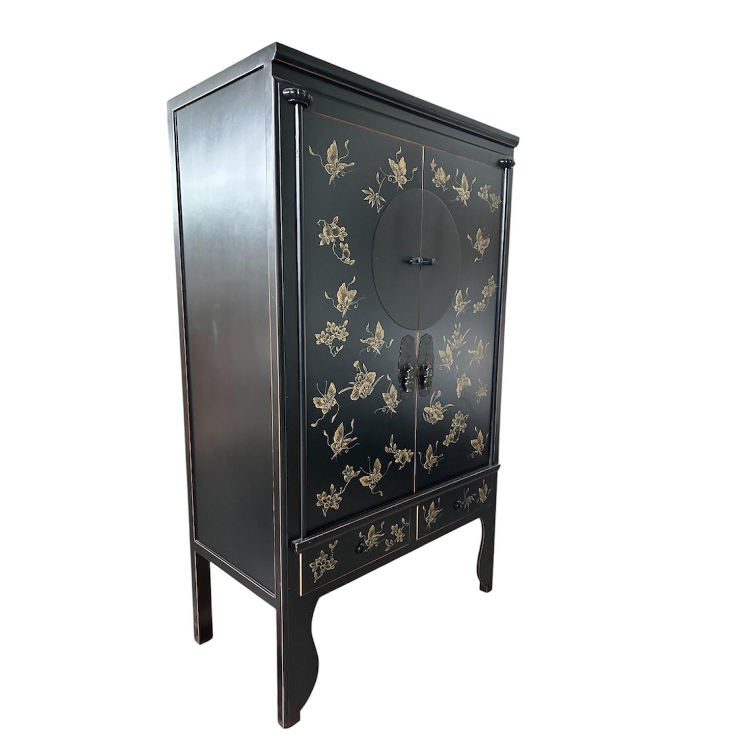 Vintage Asian Chinese Cabinet Wedding Cabinet Chest of Drawers Black Decorated - Art. A503/Black