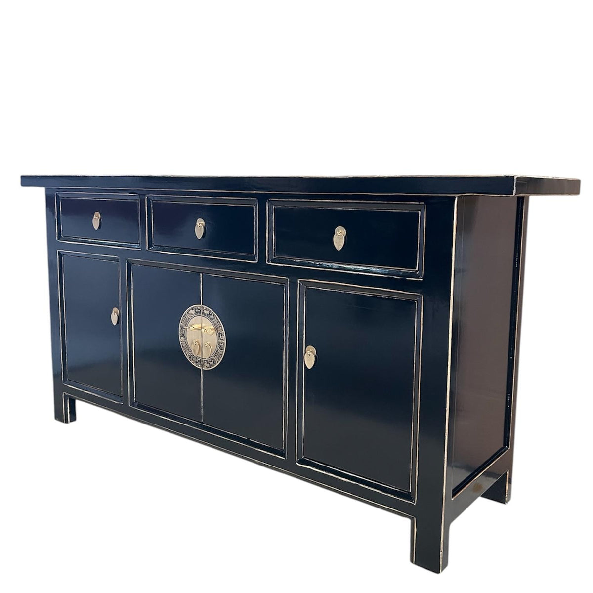 Vintage Asia Chinesisches Sideboard Kommode Schrank Schwarz - Art. 34373-Black