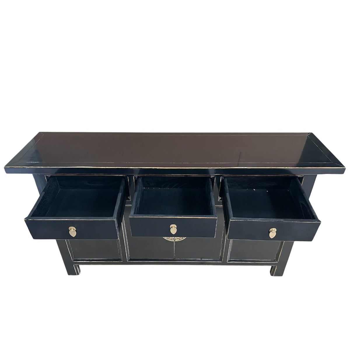 Vintage Asia Chinesisches Sideboard Kommode Schrank Schwarz - Art. 34373-Black