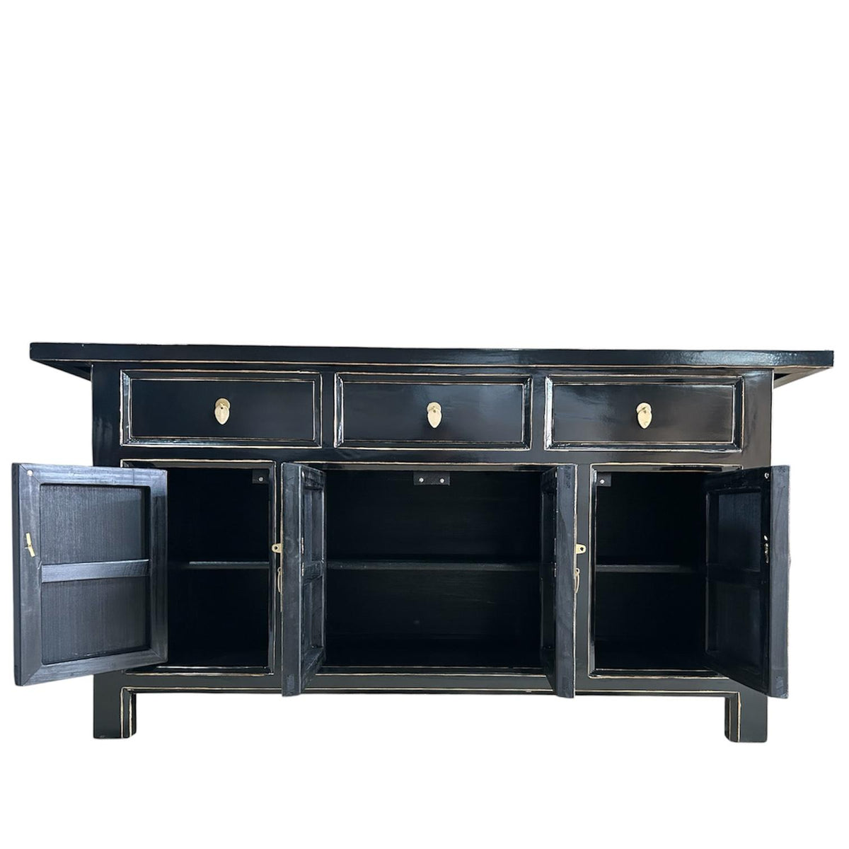 Vintage Asia Chinesisches Sideboard Kommode Schrank Schwarz - Art. 34373-Black