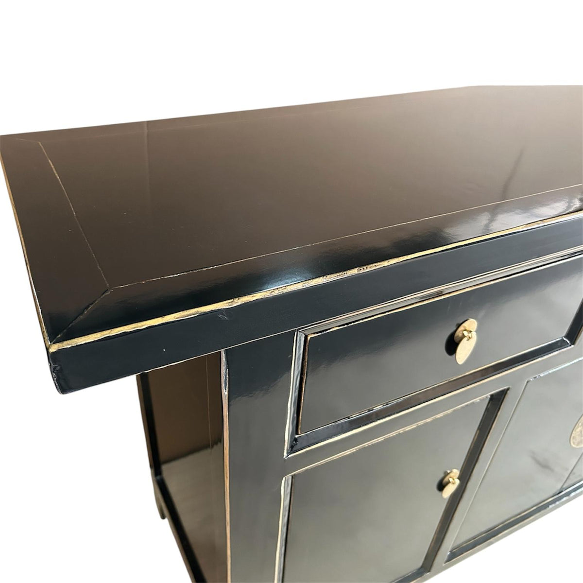 Vintage Asia Chinesisches Sideboard Kommode Schrank Schwarz - Art. 34373-Black