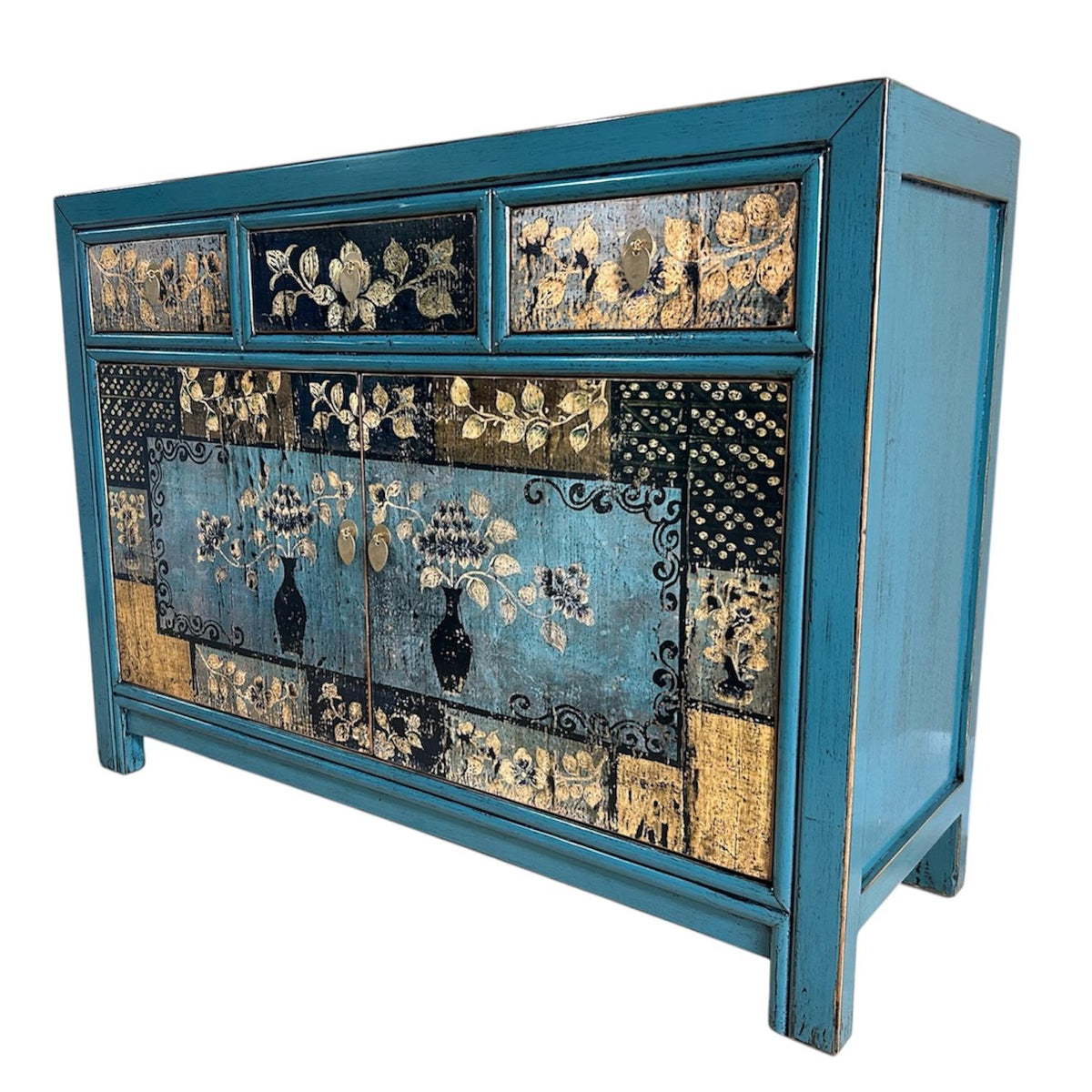Vintage Asia Chinesische Kommode Sideboard Regal "Oceanflowers" - Art. 33082-5-ORG