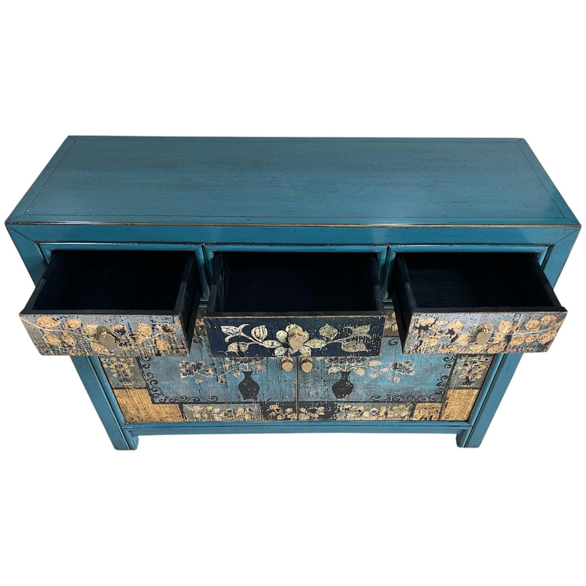 Vintage Asia Chinesische Kommode Sideboard Regal "Oceanflowers" - Art. 33082-5-ORG