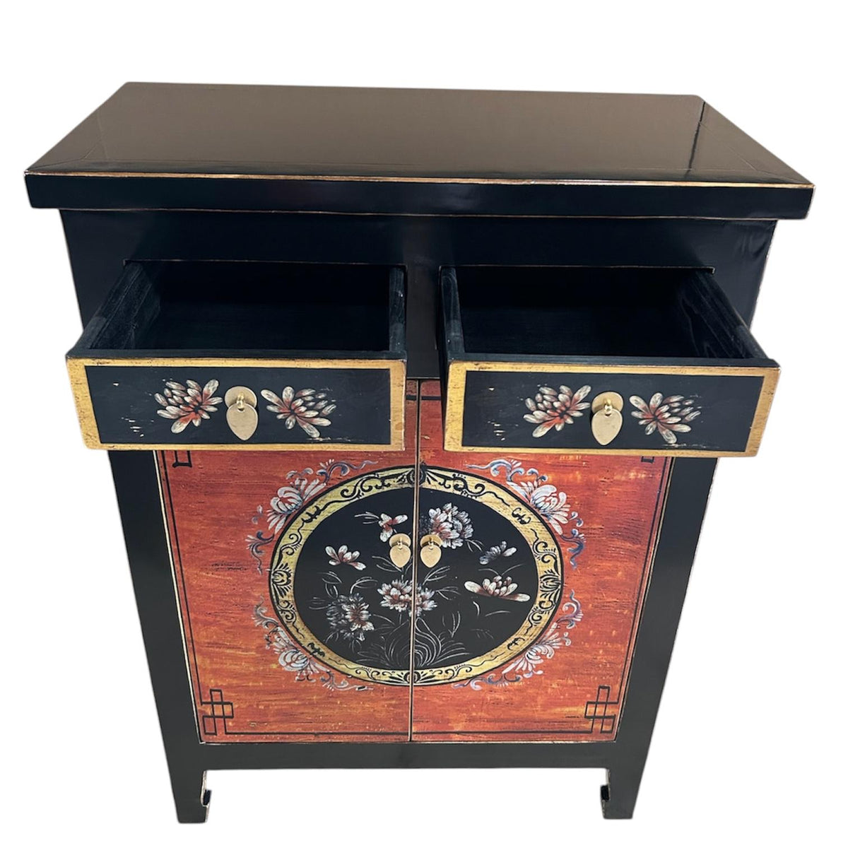 Vintage Asia Chinesisches Highboard Kommode Schrank "Coalflowers" - Art. 32610-1