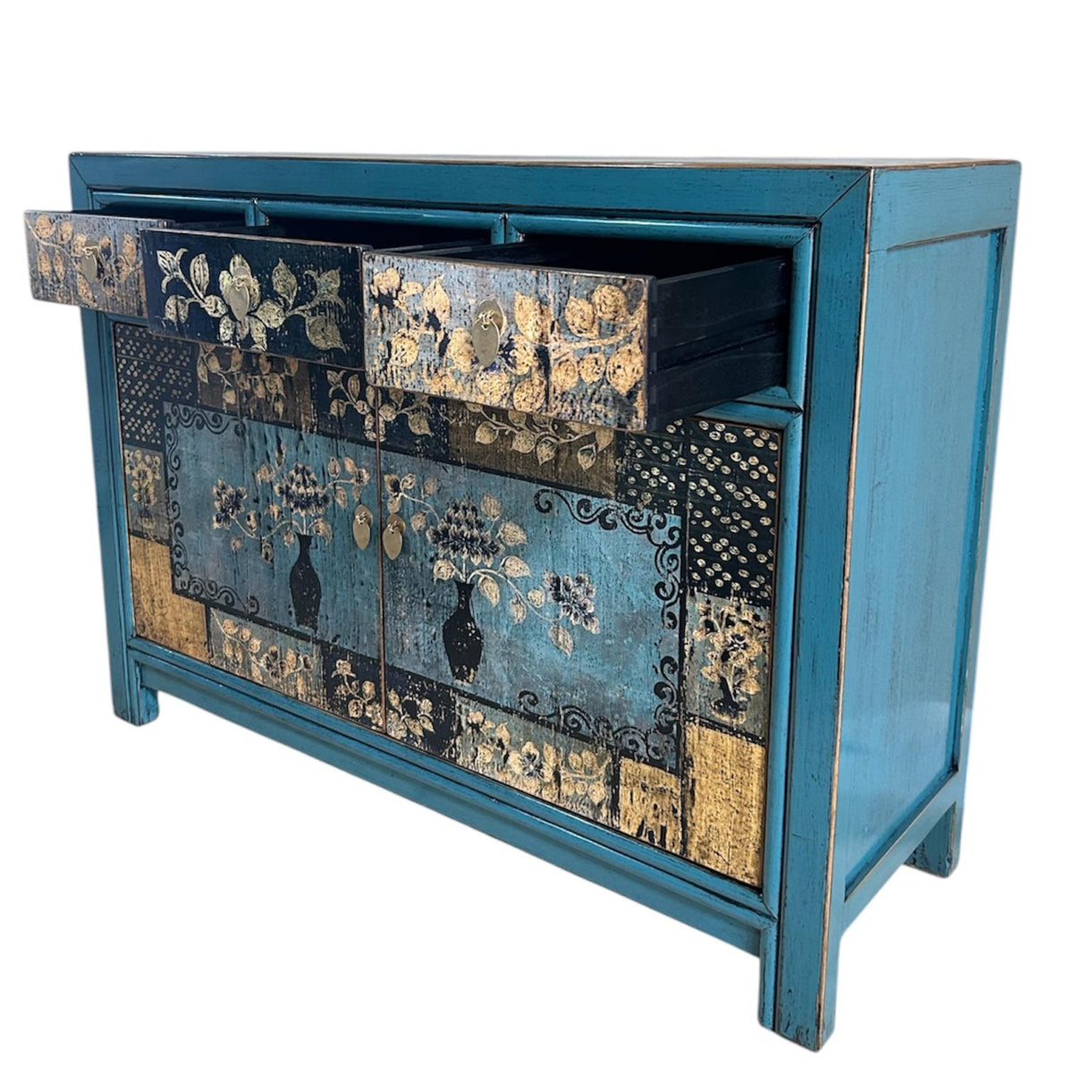 Vintage Asia Chinesische Kommode Sideboard Regal "Oceanflowers" - Art. 33082-5-ORG