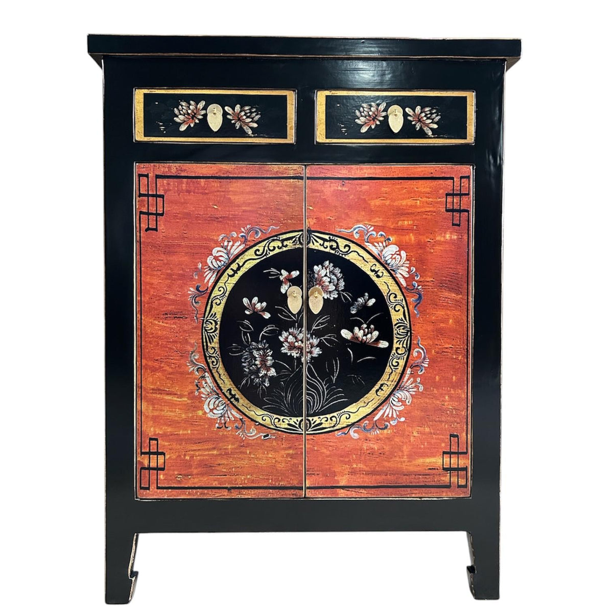 Vintage Asia Chinesisches Highboard Kommode Schrank "Coalflowers" - Art. 32610-1