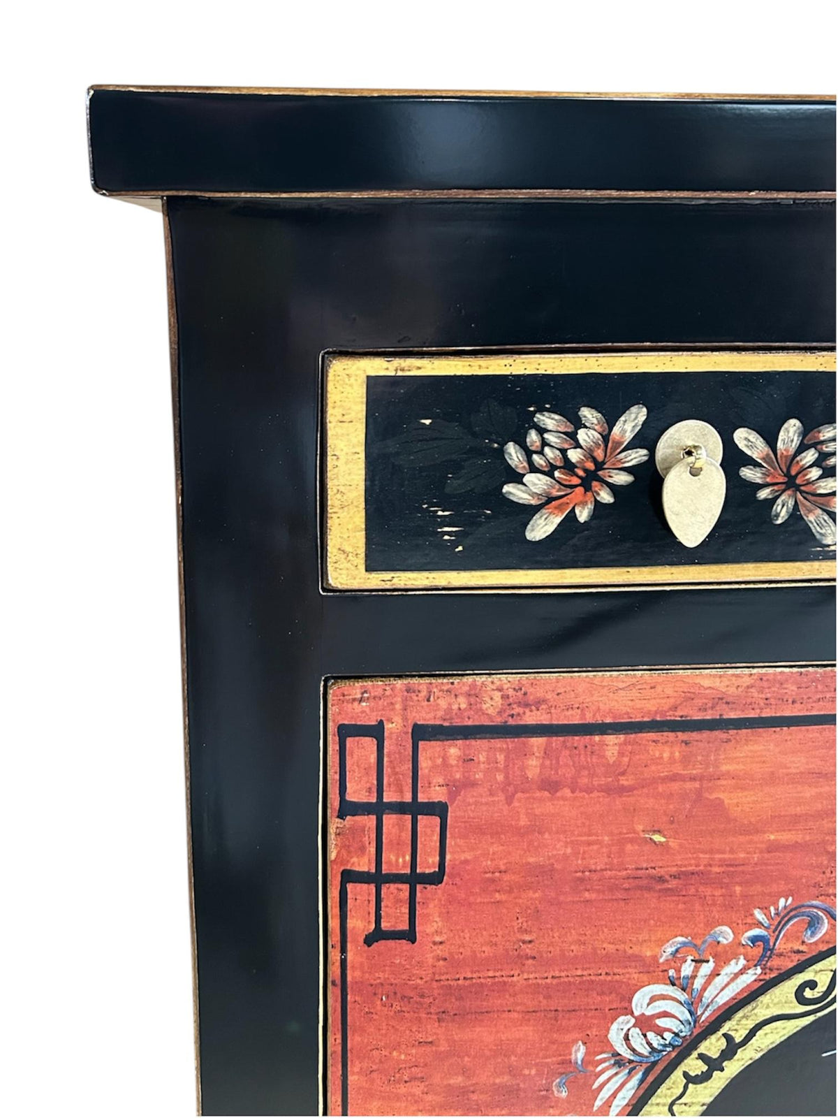 Vintage Asia Chinesisches Highboard Kommode Schrank "Coalflowers" - Art. 32610-1