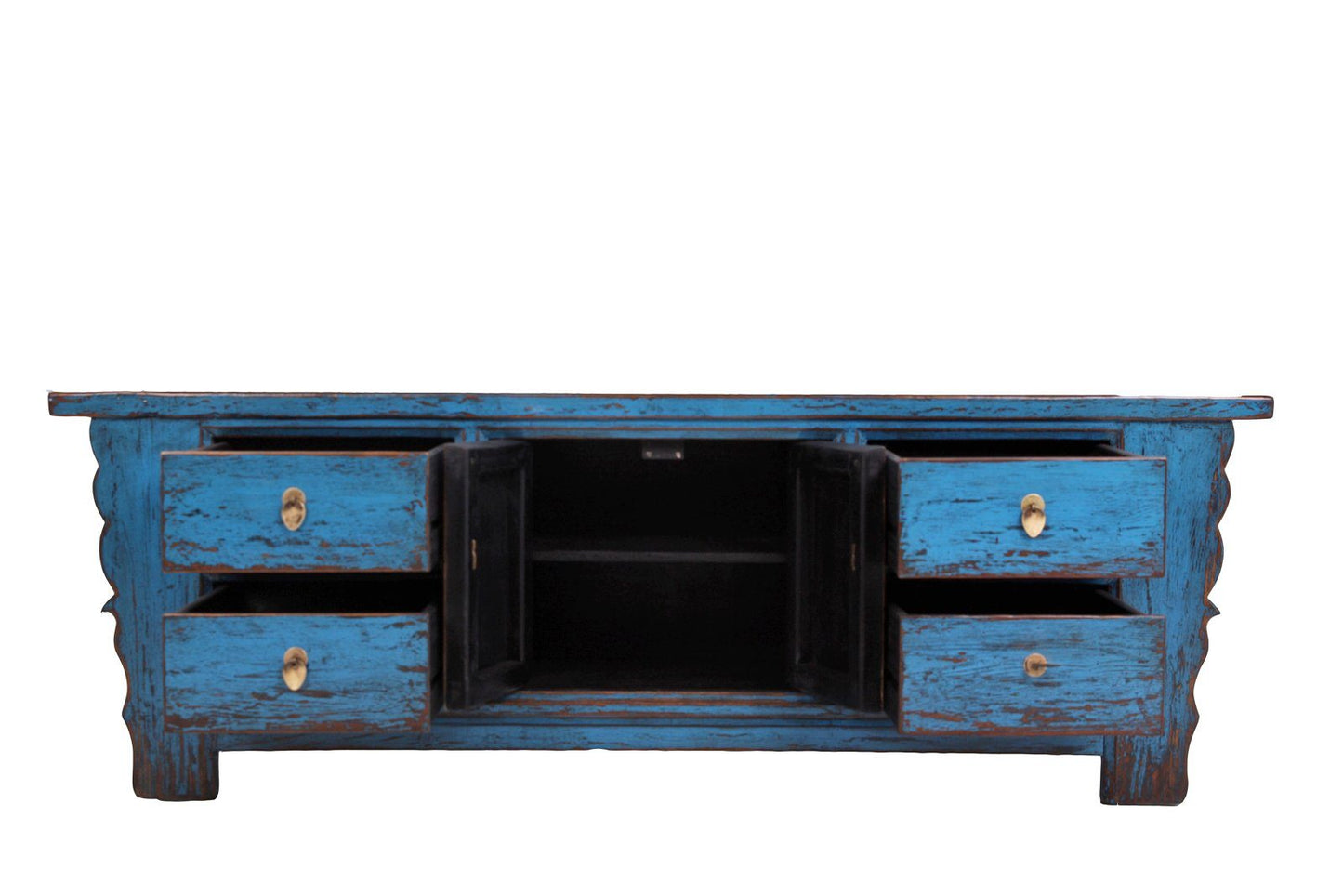 Asian Lowboard Chest of Drawers Bench Blue - Art. 35208-1