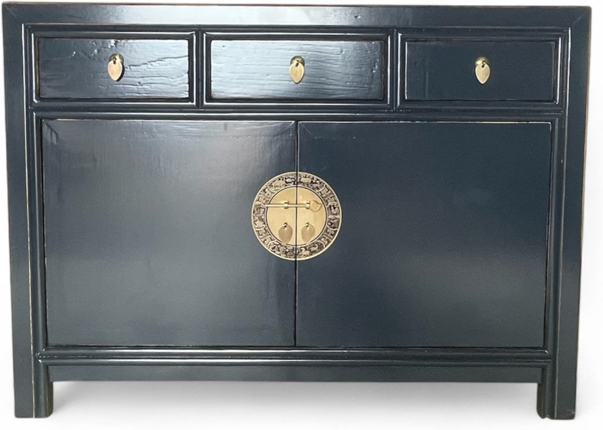 Vintage Asian Chinese Chest of Drawers Sideboard Shelf Midnight Blue - Art. 33083-Midnight