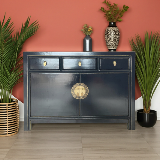 Vintage Asia Chinesische Kommode Sideboard Regal Lila-Schwarz - Art. 33083-PurpleBlack
