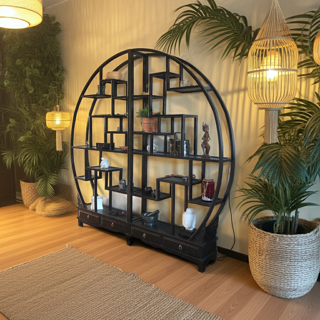 Vintage Asia Chinese Shelf Round Shelf Black - Art. A344/black