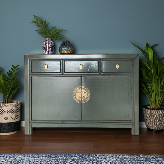 Vintage Asia Chinesische Kommode Sideboard Regal Dunkelgrau - Art. 33083-Cloud