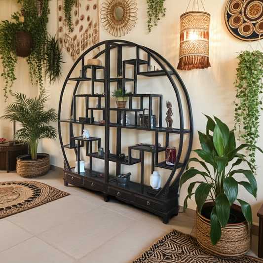 Vintage Asia Chinese Shelf Round Shelf Black - Art. A344/black