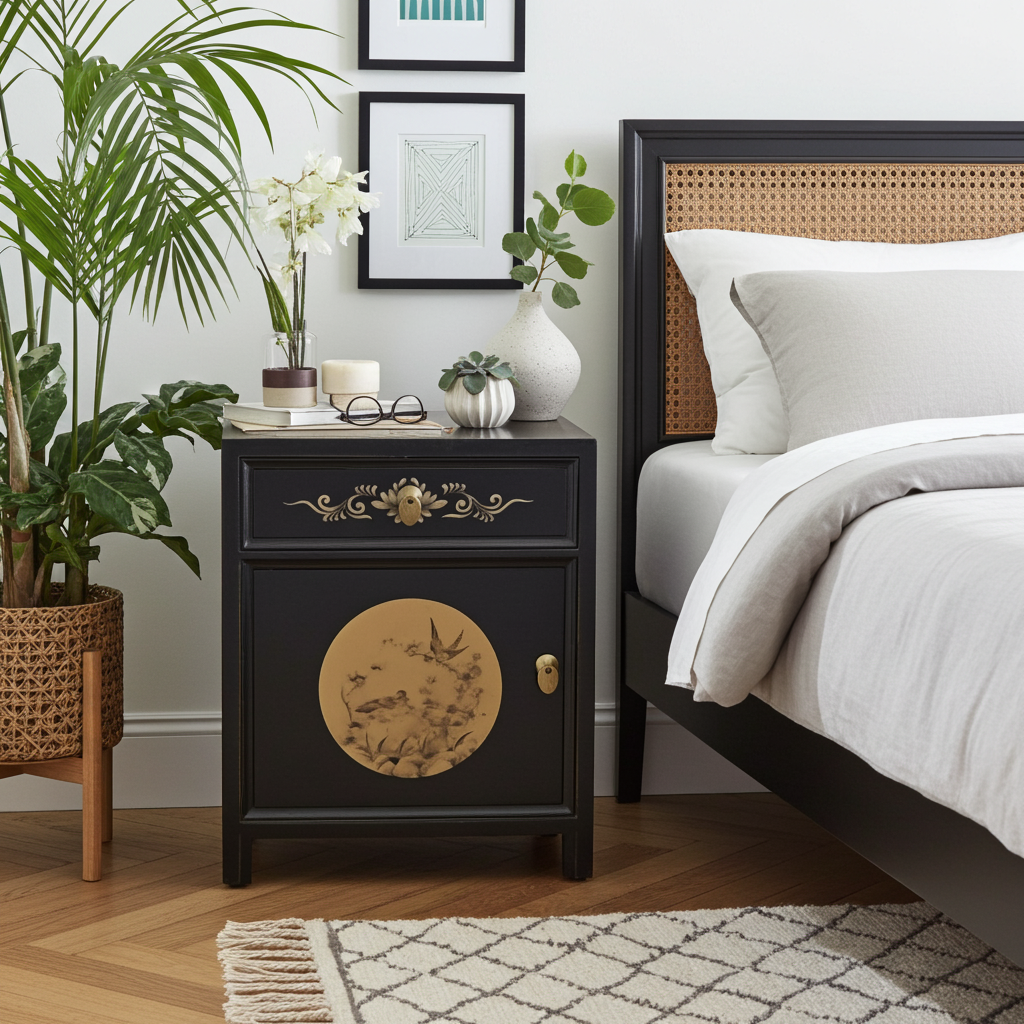 Vintage Asia Chinese Bedside Table "LesNoirs" - Art. 35191-11