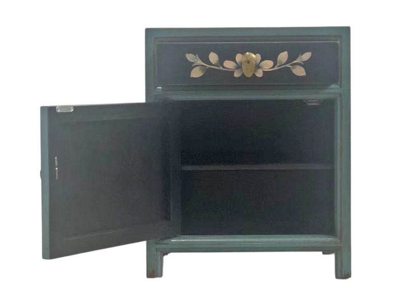 Vintage Asia Chinesisches Nachtkästchen Nachttisch "Oceanflowers" - Art. 35191-6