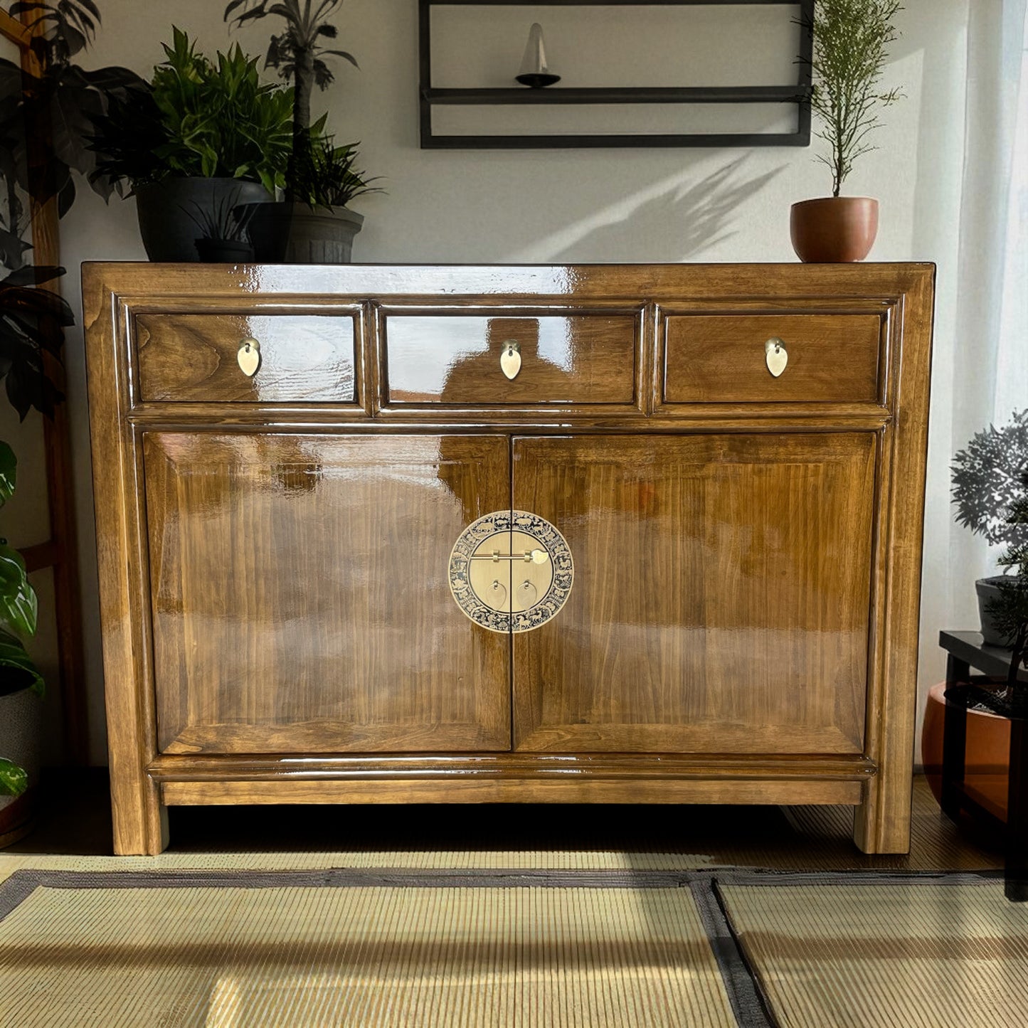 Vintage Asia Chinesische Kommode Sideboard Regal Kastanienbraun - Art. 33083-Maroon