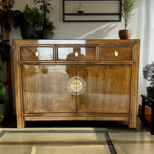 Vintage Asia Chinesische Kommode Sideboard Regal Kastanienbraun - Art. 33083-Maroon